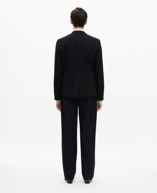 The Kooples MEN BLACK straight jacket in black pique wool