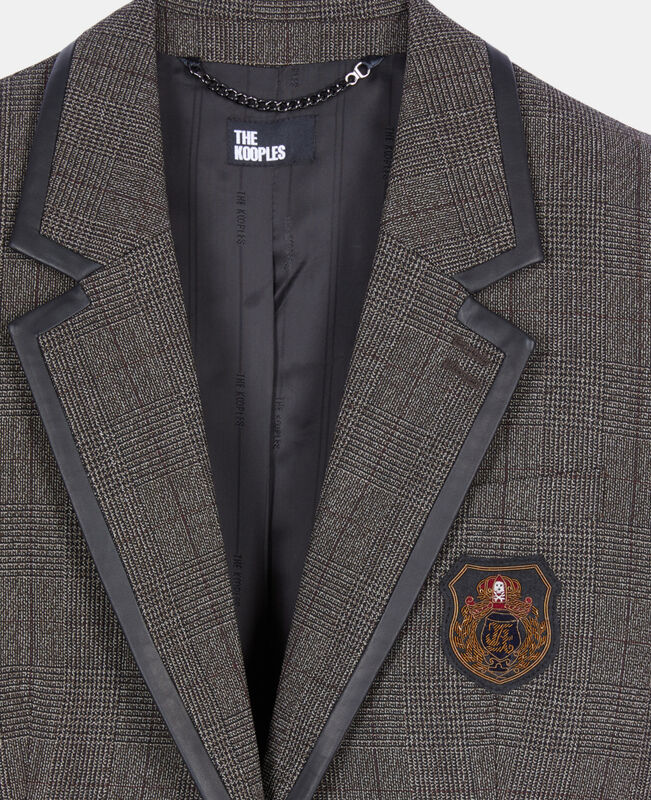 The Kooples FEMME BROWN veste prince de galles en laine marron