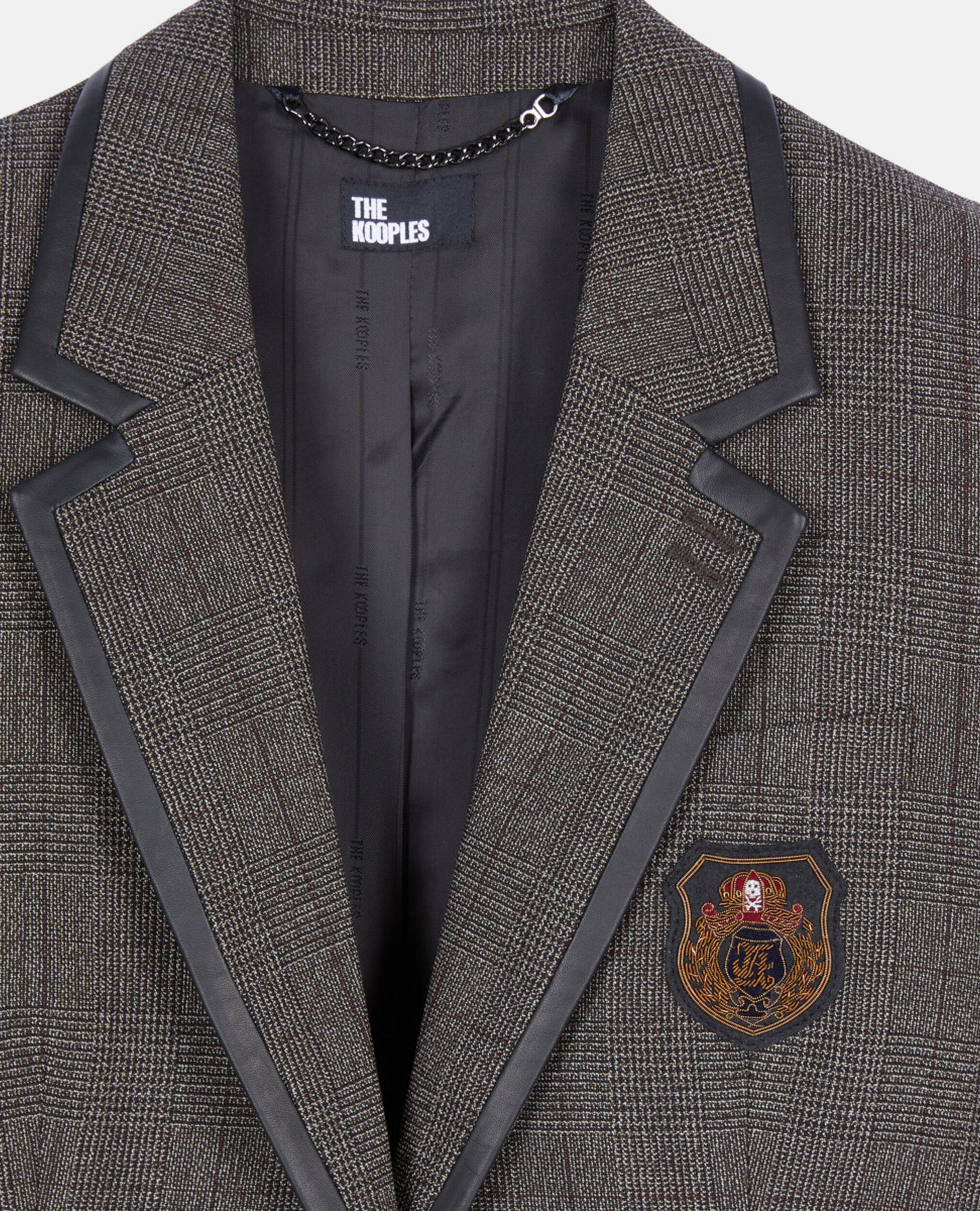 Veste Prince de Galles en laine marron, BROWN, hi-res image number null