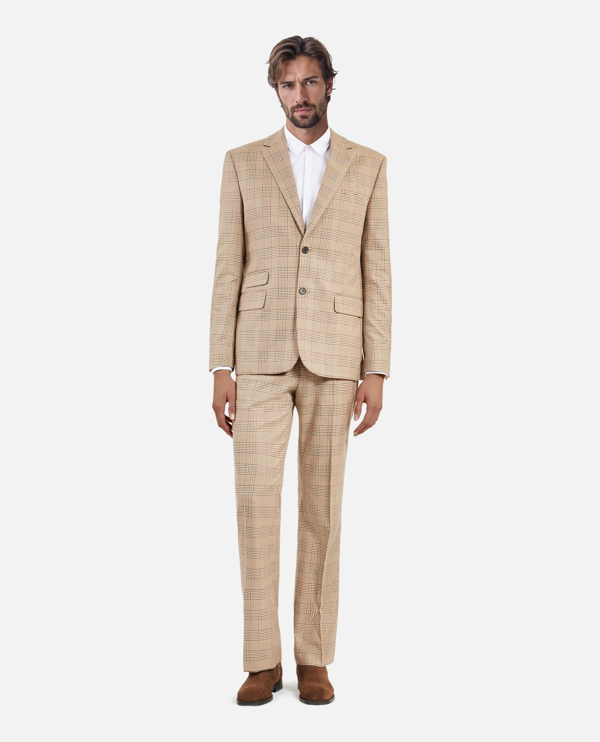 Veste de costume prince de Galles beige, BEIGE-BROWN, hi-res image number null