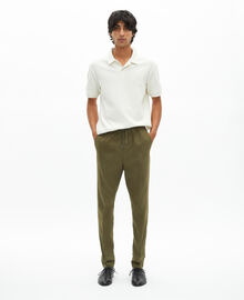 The Kooples HOMME KAKI pantalon droit en coton kaki