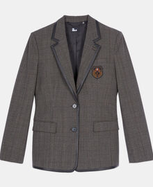 The Kooples FEMME BROWN veste prince de galles en laine marron