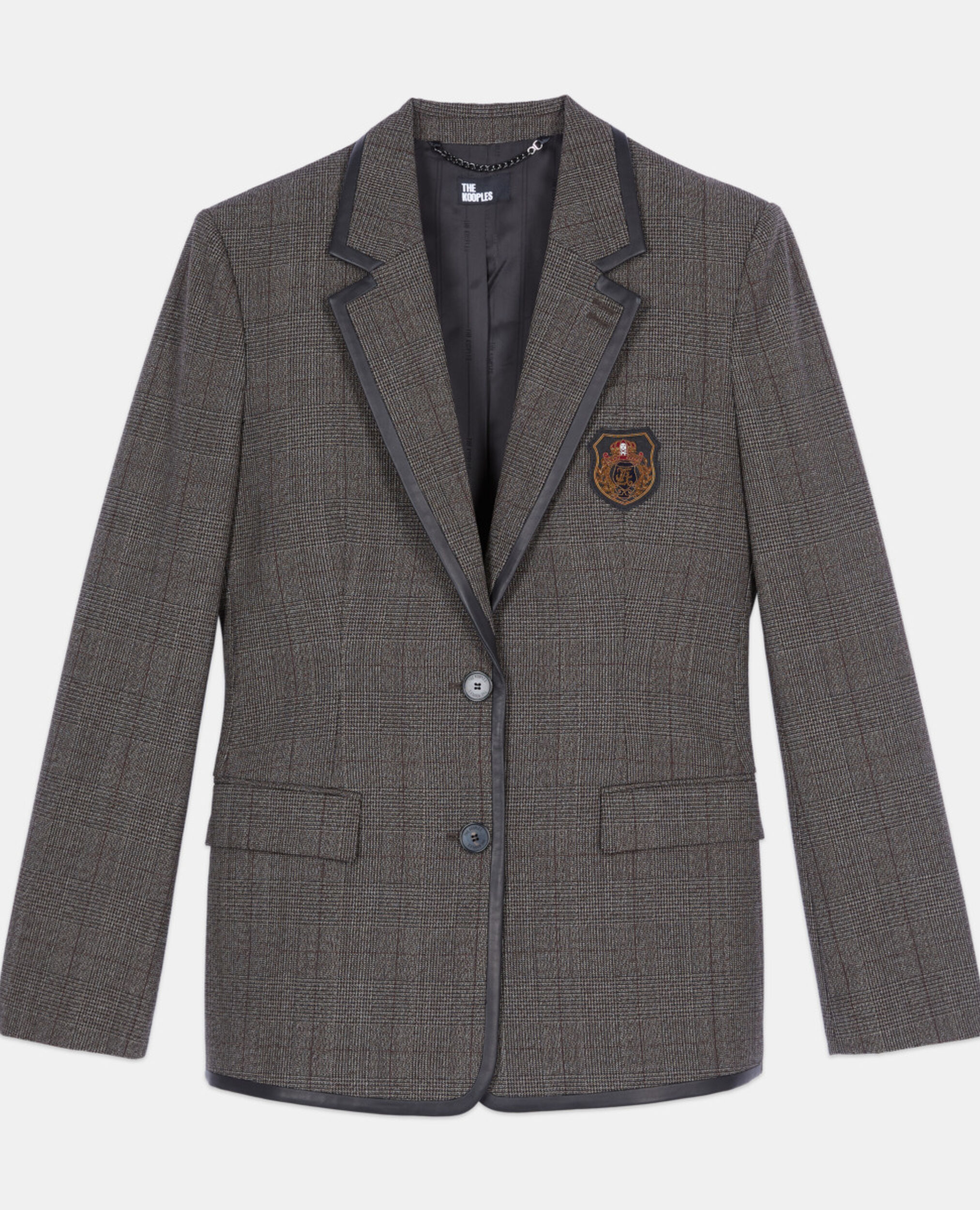 Veste Prince de Galles en laine marron, BROWN, hi-res image number null