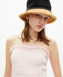 The Kooples FEMME BLACK - CREAM bob en raphia noir et beige