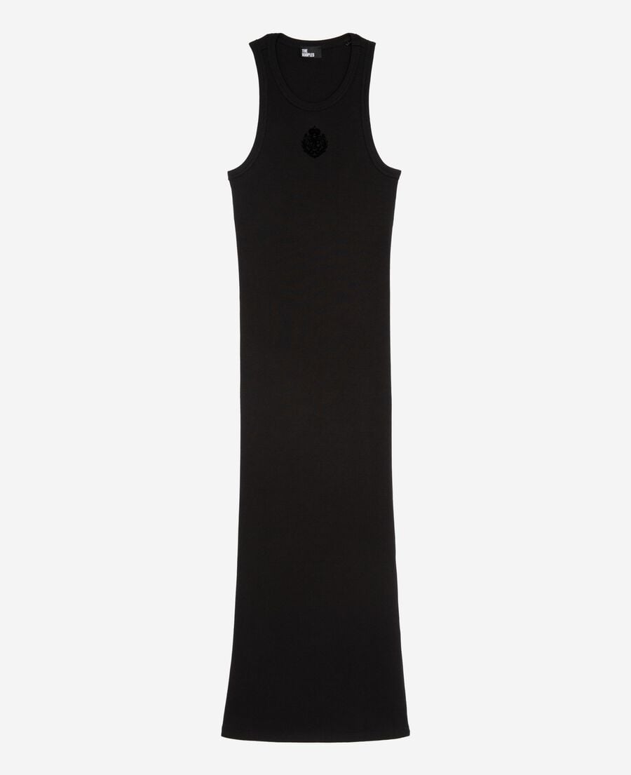 The Kooples WOMEN BLACK black sleeveless long dress with crest