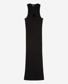 The Kooples FEMME BLACK robe longue avec blason sans manches noire