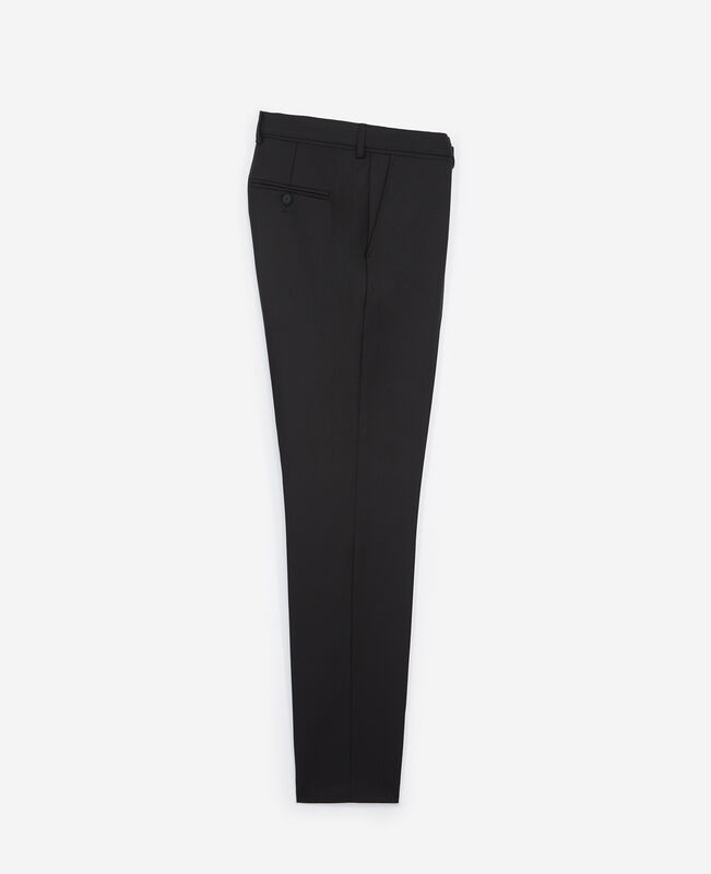 The Kooples HOMME BLACK pantalon de costume en laine à ceinture intégrée noir coupe ajustée