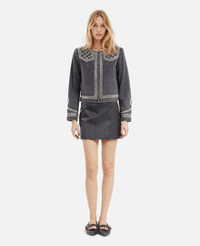 The Kooples FEMME BLACK WASHED veste en denim avec studs et perles grise