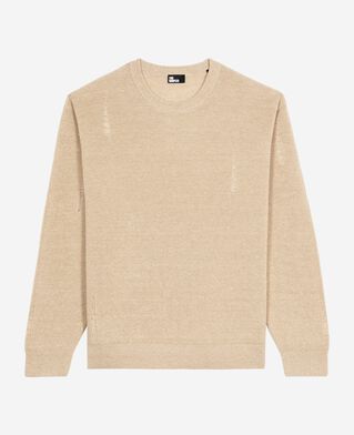 The Kooples HOMME ECRU pull en laine et lin écru