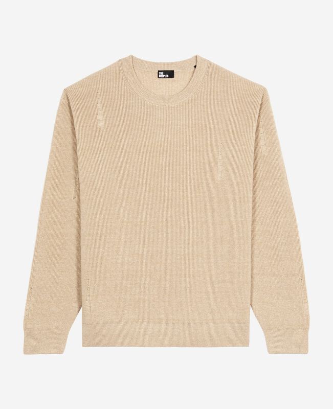 The Kooples HOMME ECRU pull en laine et lin écru
