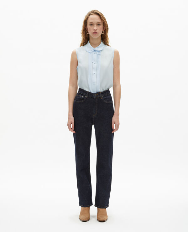 The Kooples FEMME BABY BLUE chemise sans manches en soie bleu clair