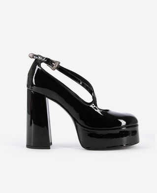 The Kooples FEMME BLACK escarpins à talons en cuir verni noirs