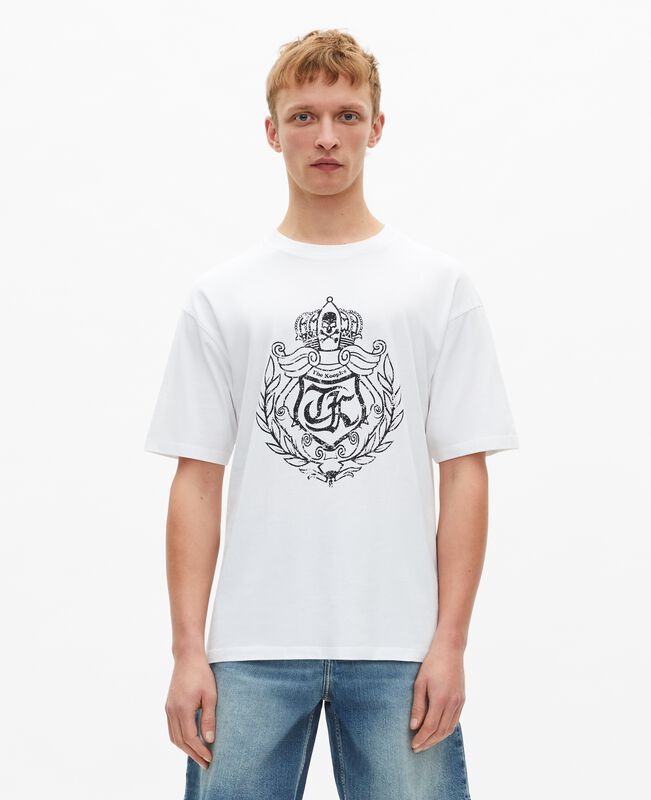 The Kooples HOMME WHITE t-shirt avec sérigraphie blason blanc