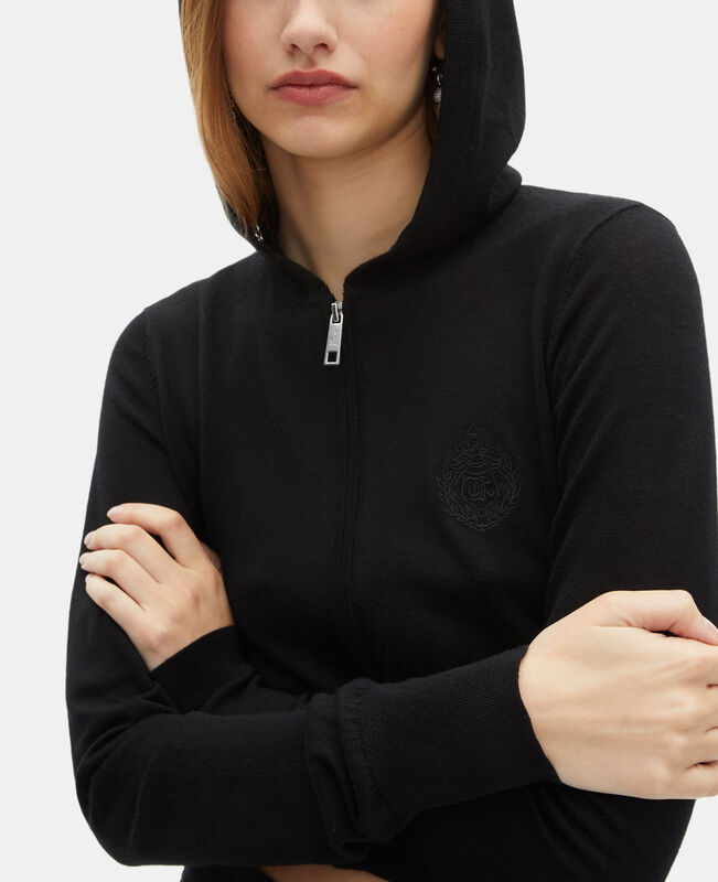 The Kooples FEMME BLACK cardigan à capuche en laine noir