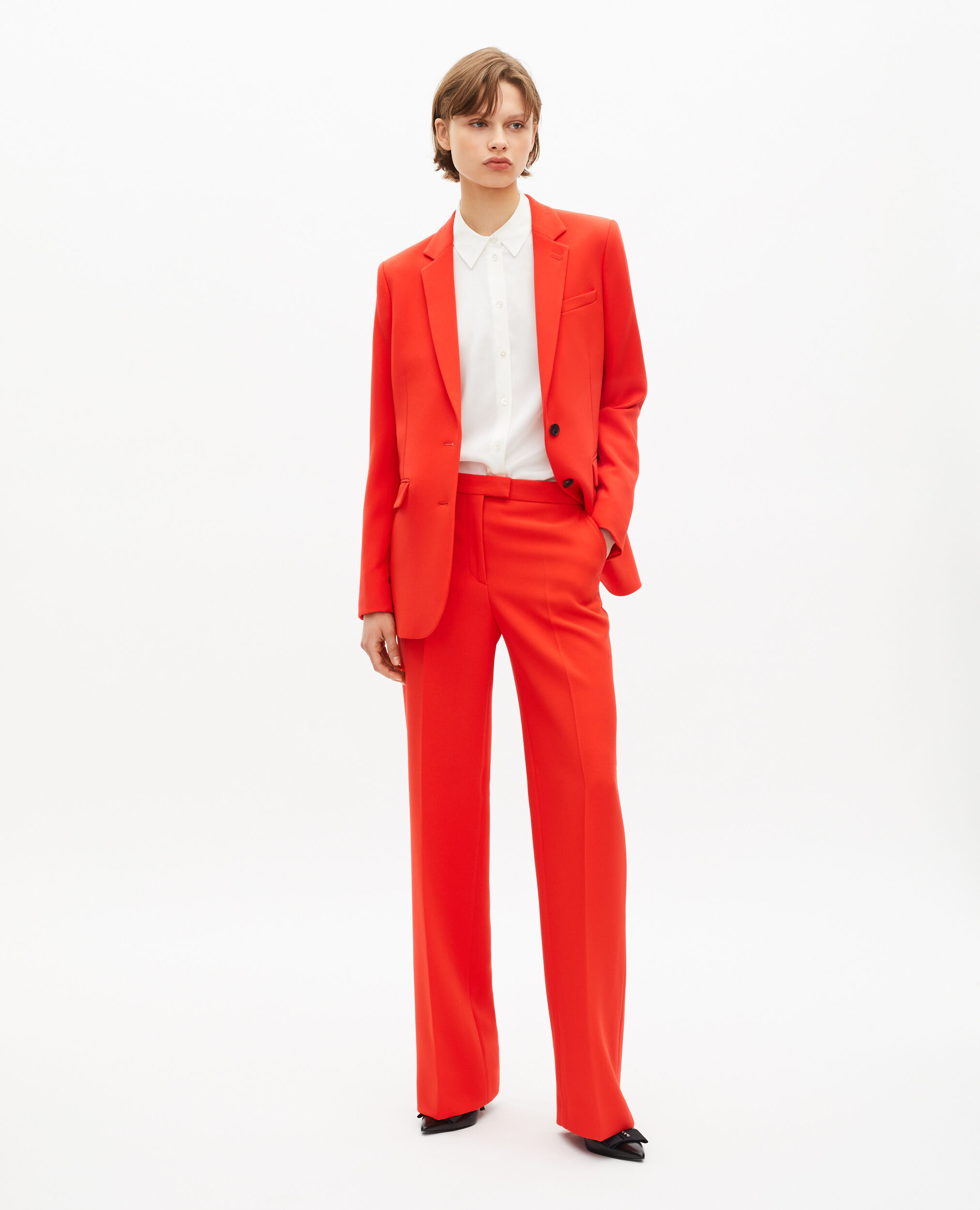Veste tailleur orange en crêpe, ORANGE, hi-res image number null