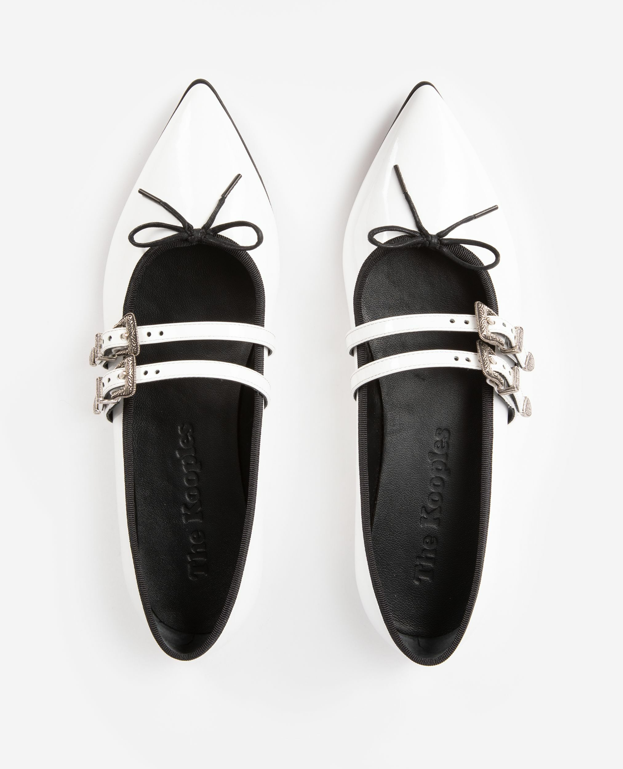Ballerines plates en cuir blanc, WHITE, hi-res image number null