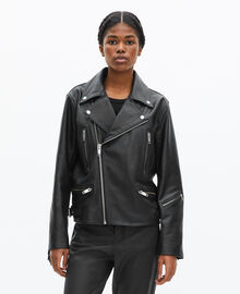 The Kooples FEMME BLACK blouson en cuir à franges noir
