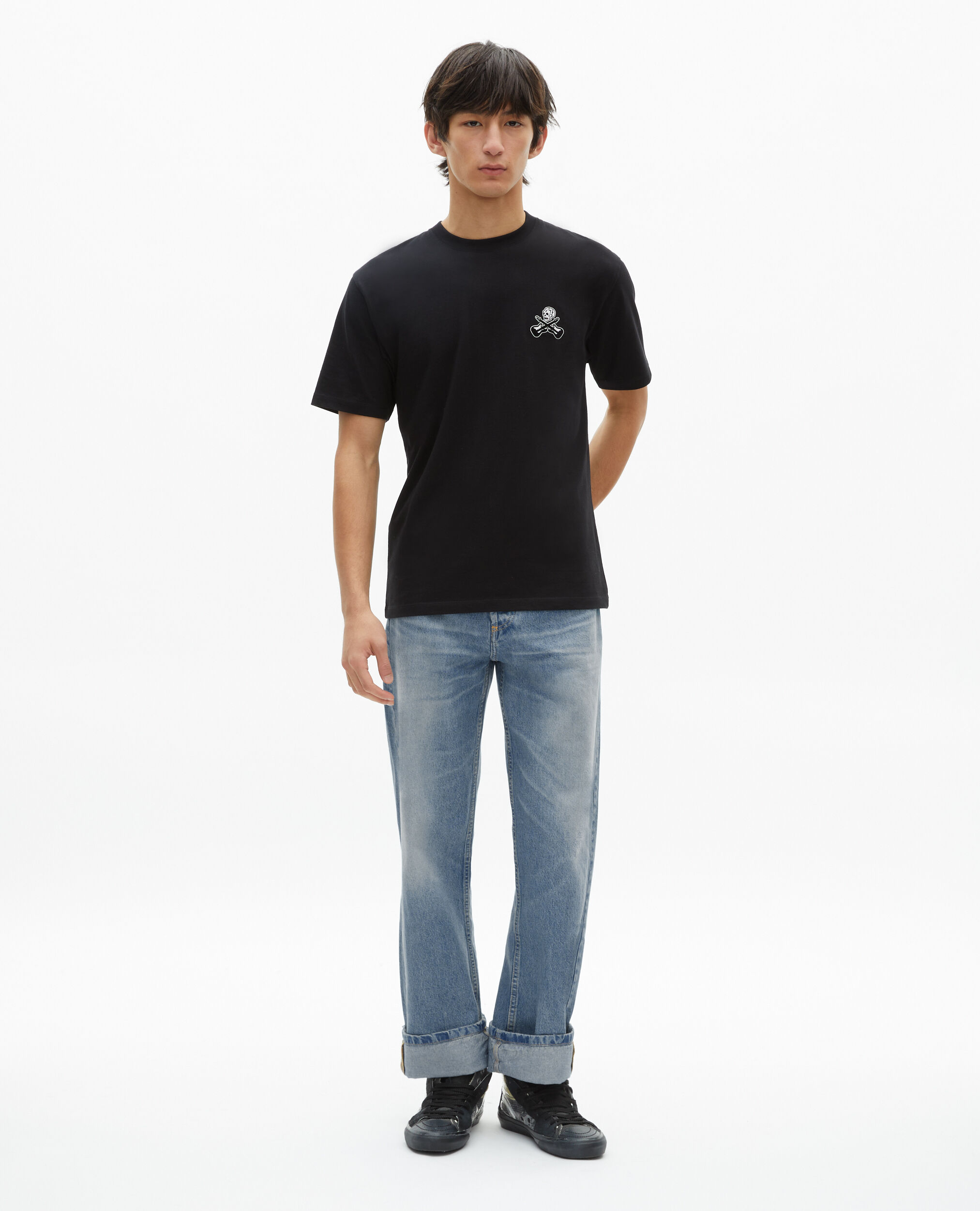 T-shirt avec flocage noir, BLACK, hi-res image number null