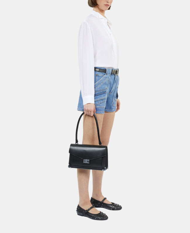 The Kooples FEMME BLACK sac emily porté épaule en cuir noir