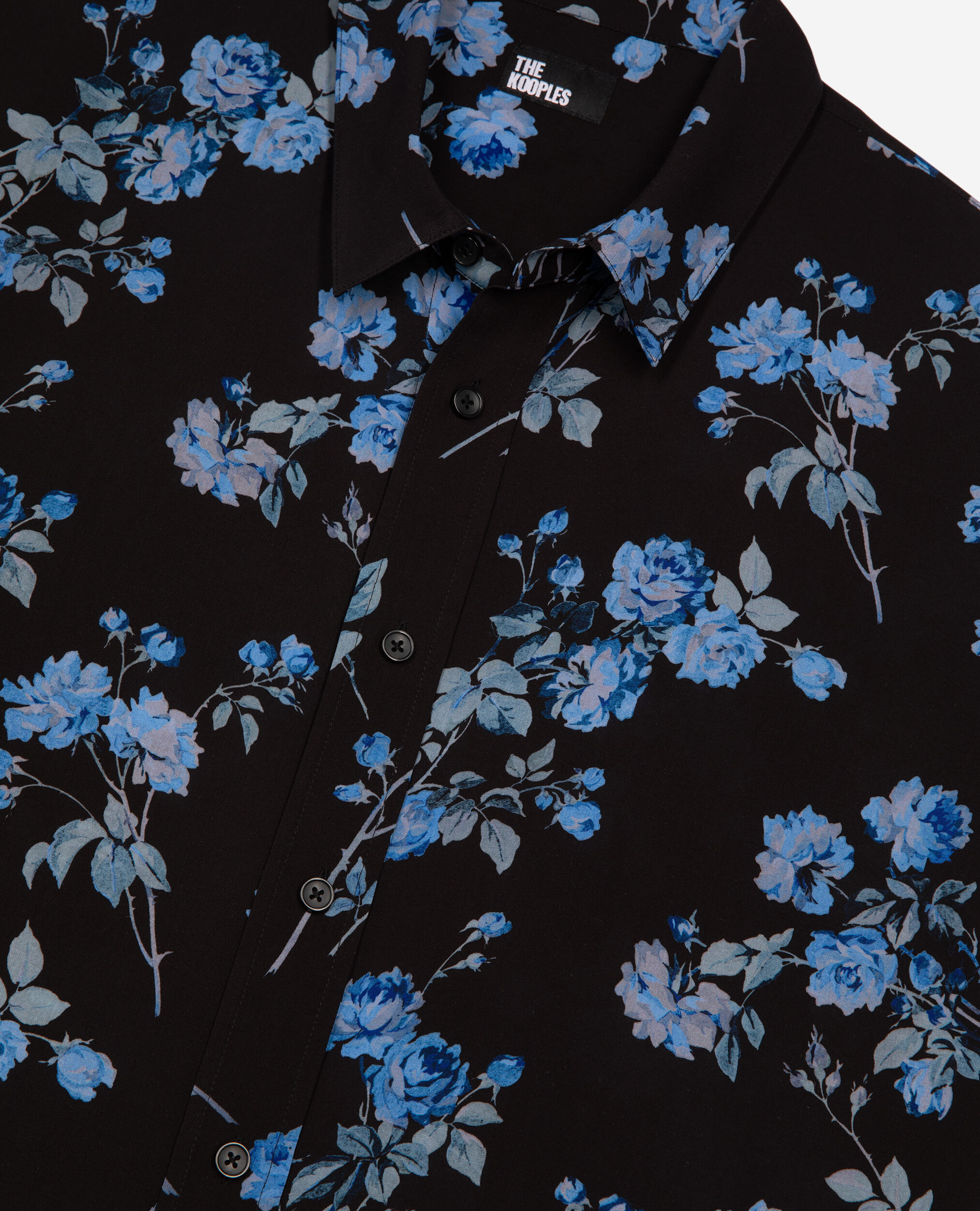 Chemise manches courtes imprimé fleuri noir, BLACK BLUE, hi-res image number null