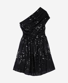 The Kooples FEMME BLACK robe courte à sequins effet drapé noire