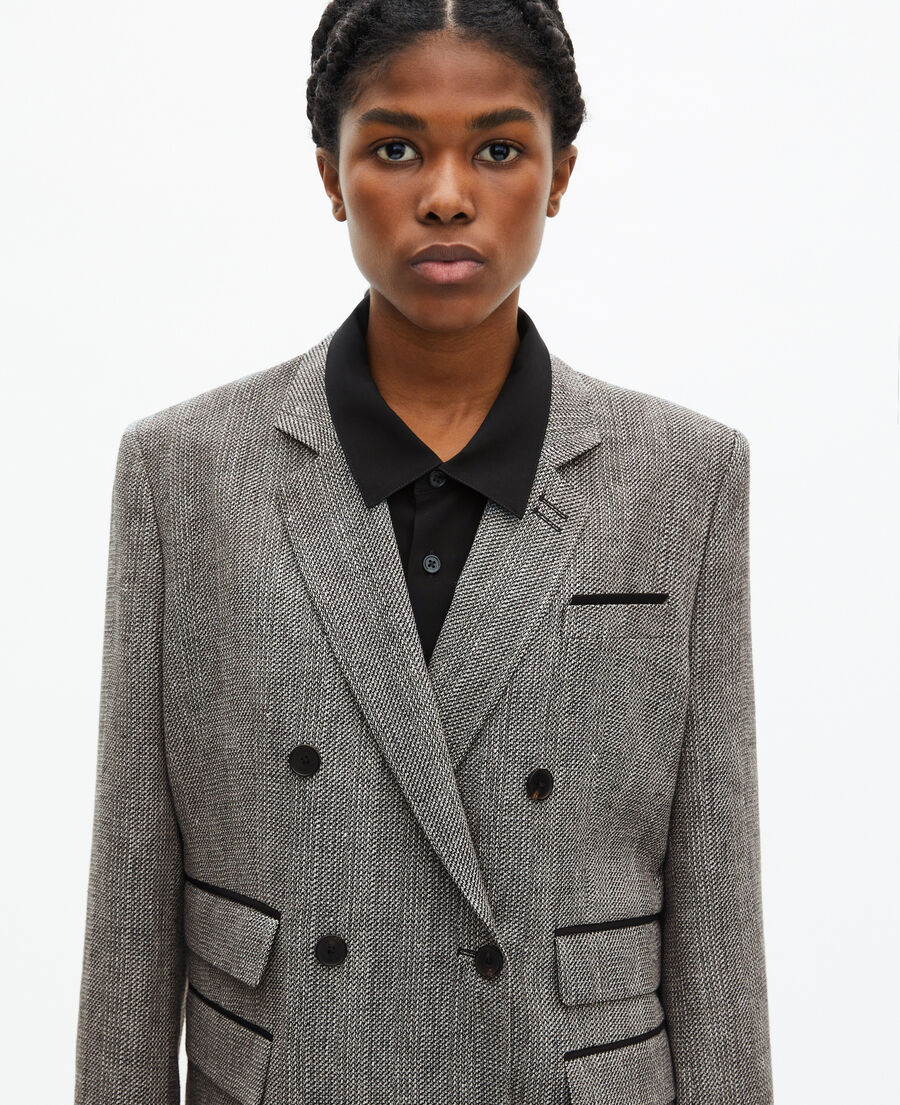The Kooples WOMEN GREY grey wool and linen tailored jacket