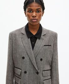 The Kooples FEMME GREY veste tailleur en laine et lin grise