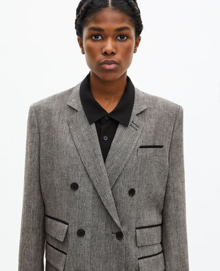 The Kooples WOMEN GREY grey wool and linen tailored jacket