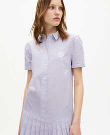 The Kooples FEMME BLUE WHITE robe courte col chemise à rayures bleue