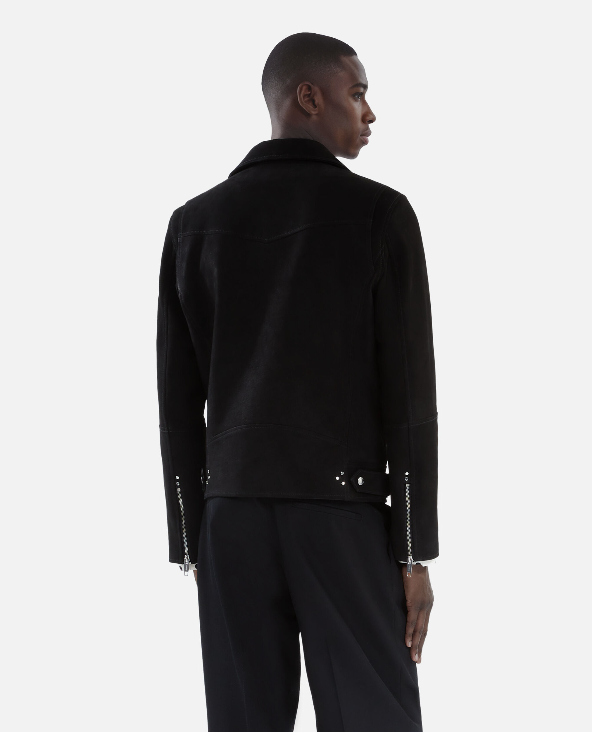 Blouson biker en nubuck noir, BLACK, hi-res image number null