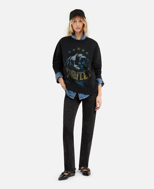 The Kooples FEMME BLACK WASHED sweatshirt avec sérigraphie noir