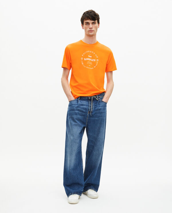 The Kooples HOMME ORANGE t-shirt avec sérigraphie orange