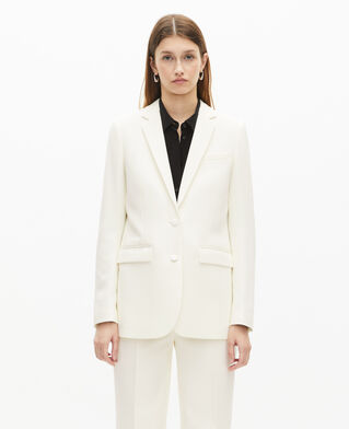 The Kooples FEMME ECRU veste tailleur en crêpe coupe droite écrue 