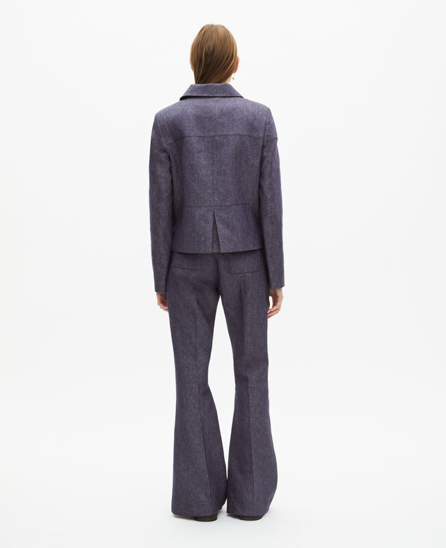 The Kooples FEMME BLUE veste courte en coton et lin bleue