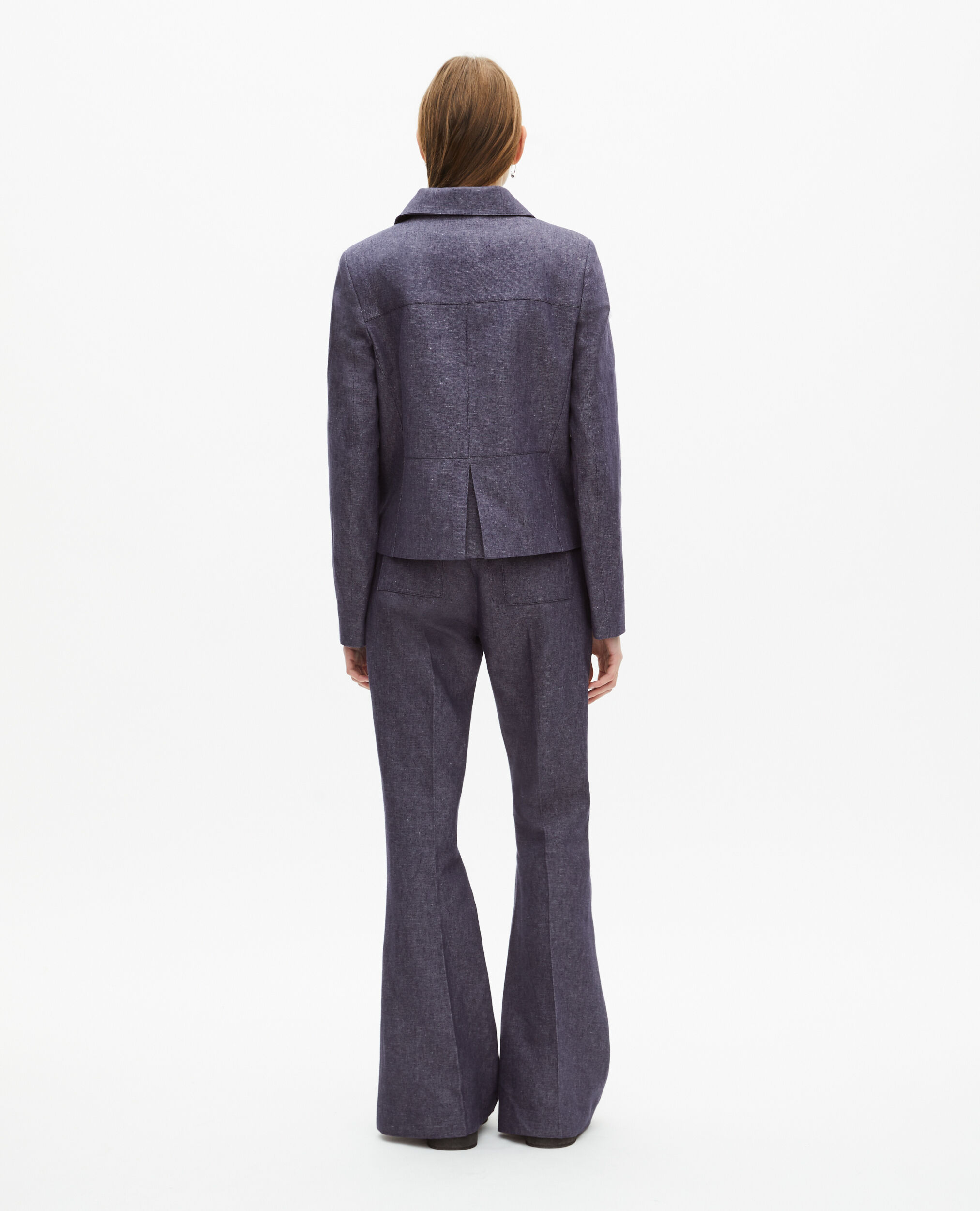 Veste courte en coton et lin bleue, BLUE, hi-res image number null
