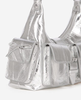 The Kooples DAMEN SILVER amelia tasche aus silbernem leder