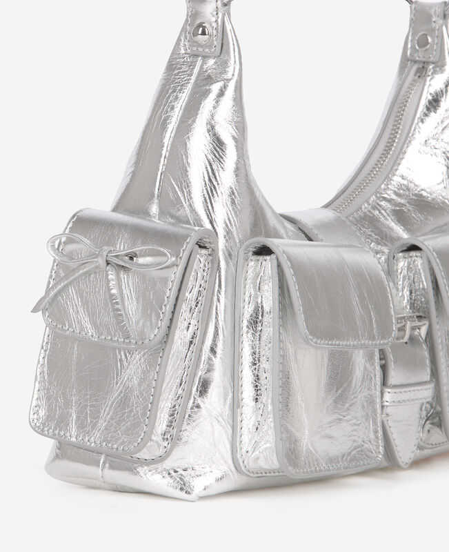 The Kooples FEMME SILVER sac amelia en cuir argenté