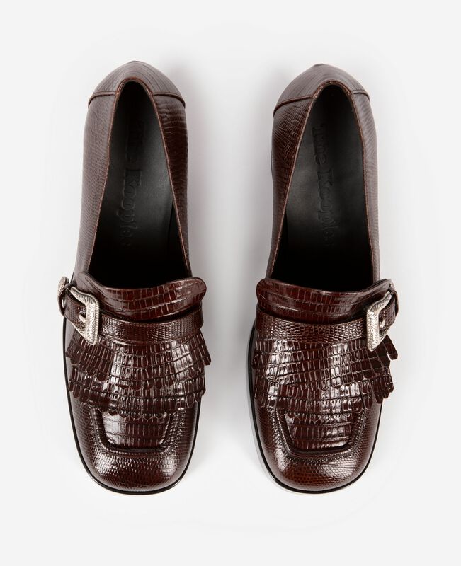 The Kooples FEMME BROWN mocassins à talons en cuir marrons