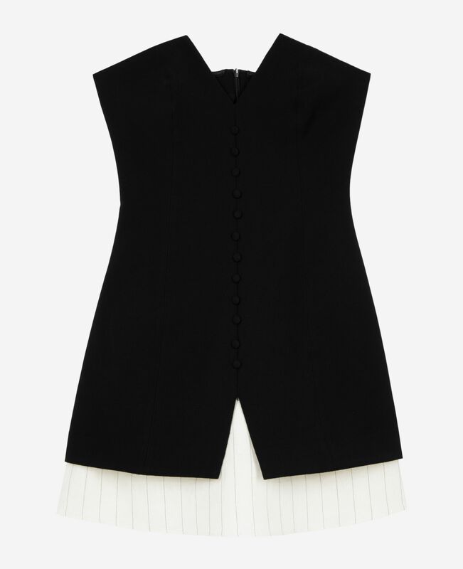 The Kooples FEMME BLACK robe courte bustier bi-matière noire