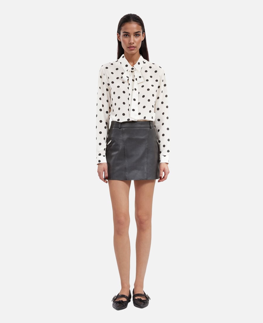 The Kooples MUJER BLACK STONE falda corta de cuero negra