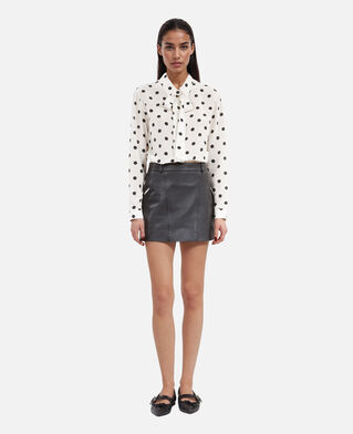 The Kooples MUJER BLACK STONE falda corta de cuero negra