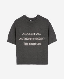 The Kooples FEMME MIDDLE GREY MEL/WHITE pull manches courtes sérigraphie