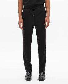 The Kooples HOMME BLACK pantalon élastiqué droit en laine noir