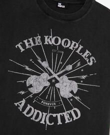 The Kooples FEMME BLACK WASHED t-shirt avec sérigraphie en strass noir délavé