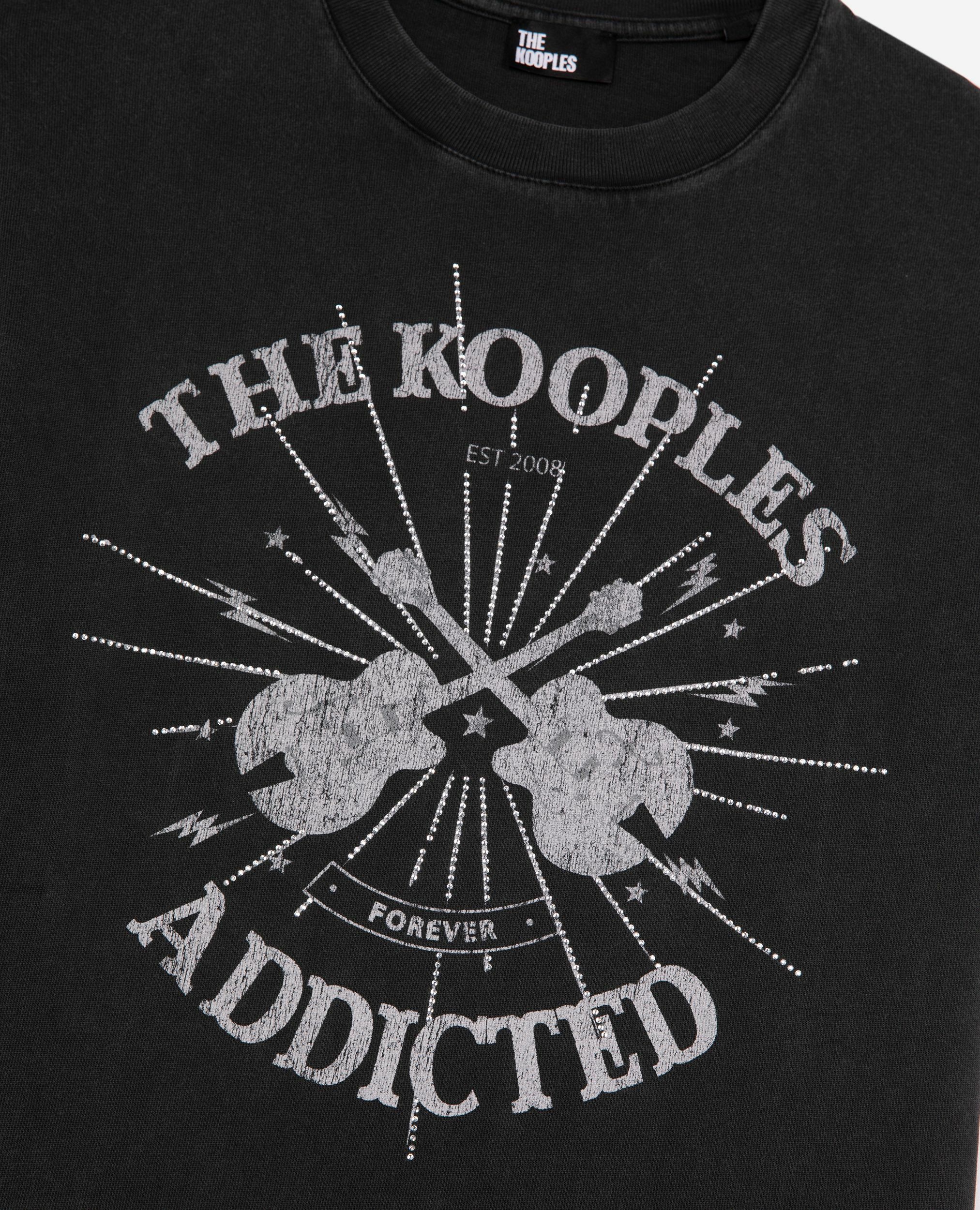 T-shirt avec sérigraphie en strass noir délavé, BLACK WASHED, hi-res image number null