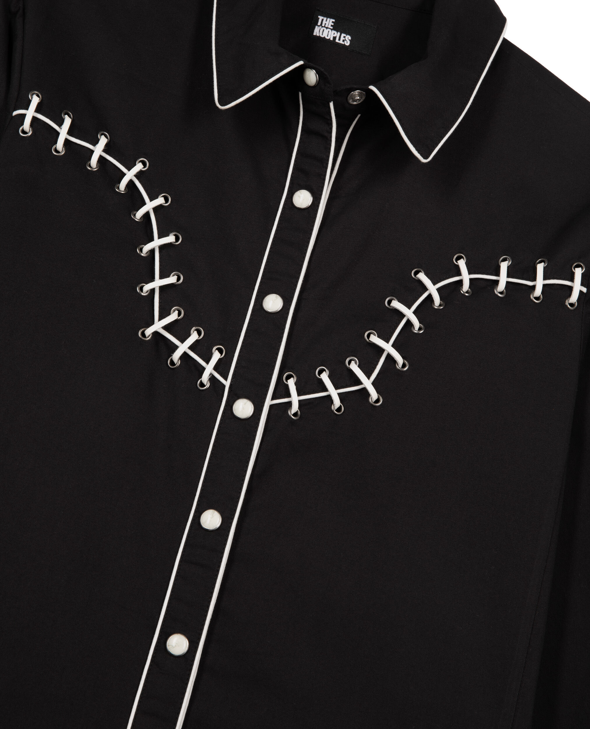 Chemise style western avec broderies noire, BLACK, hi-res image number null