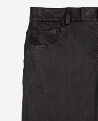The Kooples MEN BLACK black leather slim-fit pants