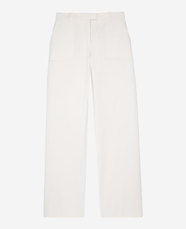 The Kooples FEMME ECRU pantalon large en coton ecru