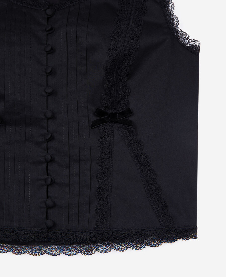 The Kooples FEMME BLACK top avec dentelle noir