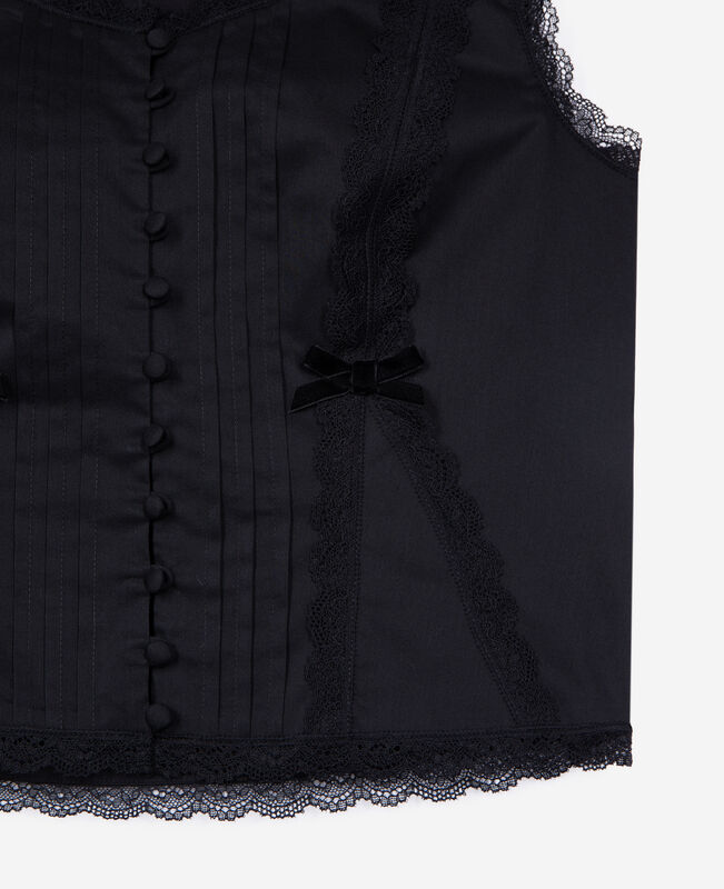 The Kooples FEMME BLACK top avec dentelle noir
